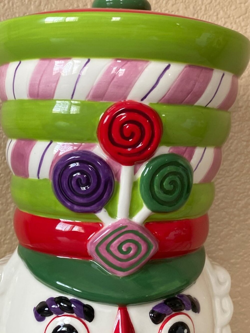 One Hundred 80 Degrees Candy Theme Nutcracker Cookie Jar Ceramic Christmas 12" - Picture 12 of 12